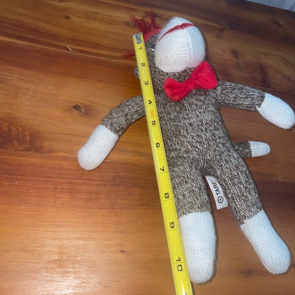 Sock monkey”10 brown plush target red hat stuff animal red bow toy classic - Picture 5 of 10